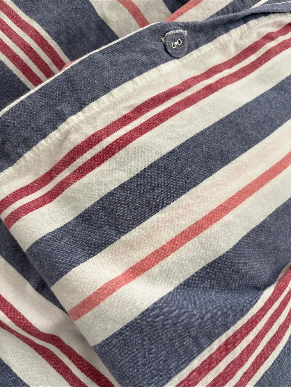 IKEA Striped Navy/Red & White twin comforter cover and pillow case/button close